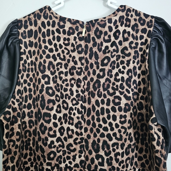 NWOT MICHAEL Michael Kors Cheetah Faux Leather Midi Dress - Picture 9 of 12